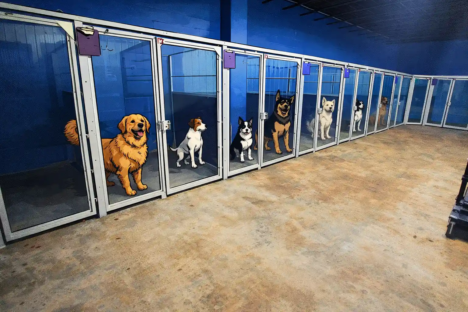Overnight dog boarding at Taj Mapaw in Roanoke, Virginia